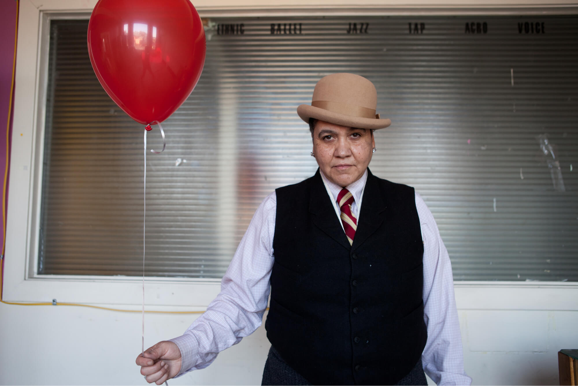 Lady Zen with red balloon portrait