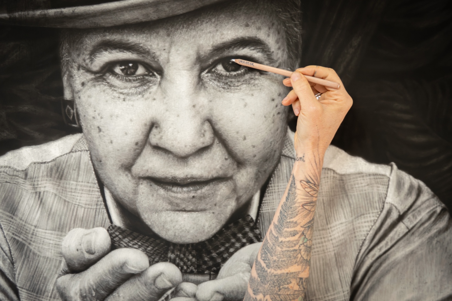 Close detail of large drawing of Lady Zen